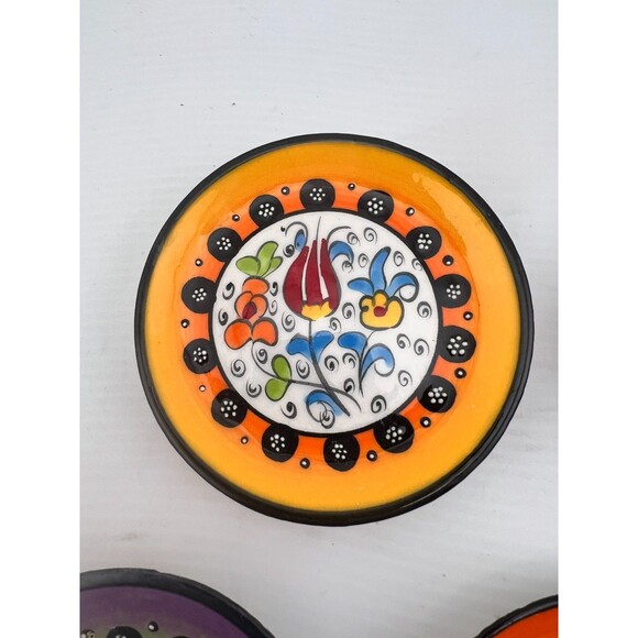 5pc Ceramic Plate Set Italian 4" Appetizer Sauce Dishes Hand Painted Colorful - Picture 7 of 9